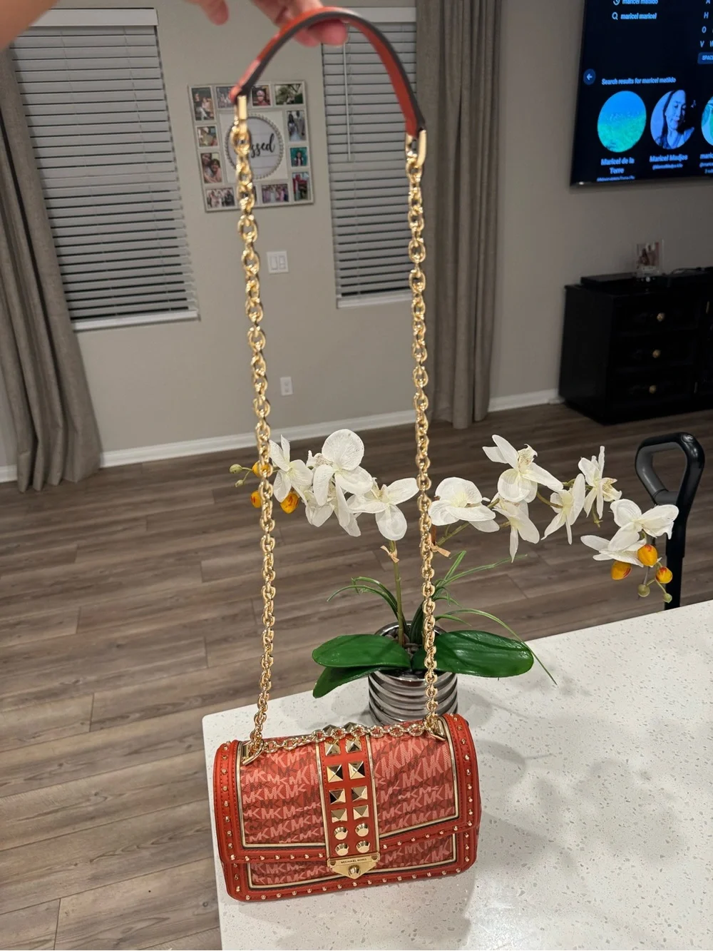 Brand new Michael Kors Red Studded Chain Shoulder Bag